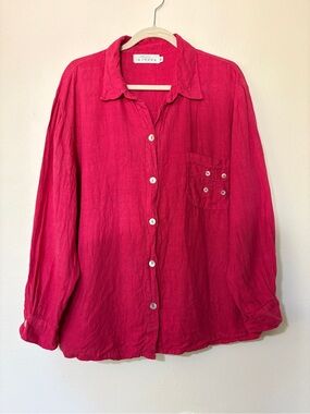 Willow Raspberry Lagenlook Linen Shirt